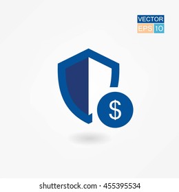 Financial security shield with dollar sign icon.