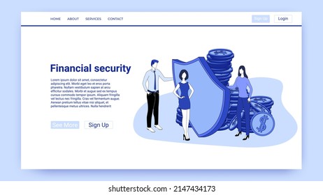 Financial security.Safe use of funds.An illustration in the style of the landing page is blue.