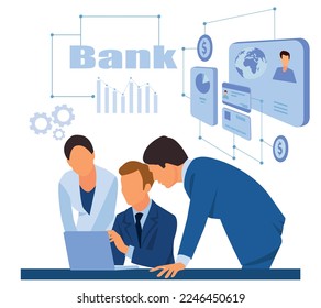 Financial services abstraction concept vector design set. Banking, payment processing, currency exchange, checking account, deposit management, forex broker, cash money abstraction metaphor