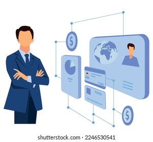 Financial services abstraction concept vector design set. Banking, payment processing, currency exchange, checking account, deposit management, forex broker, cash money abstraction metaphor