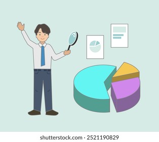 Servicios Financieros, Estrategia de Negocio, Análisis de Gráficos, Inversión y Gestión de Patrimonio ilustración de la línea de concepto.