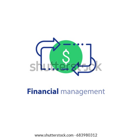 Financial services, cash back concept, money refund, return on investment, savings account, currency exchange, vector line icon