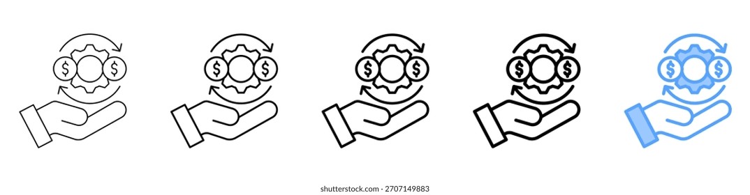 Conjunto de Colecciones de contorno de estilo diferente de icono de servicios financieros