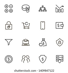 Financial services ine icon set. Collection of high quality black outline logo for web site design and mobile apps. Vector illustration on a white background