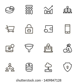Financial services ine icon set. Collection of high quality black outline logo for web site design and mobile apps. Vector illustration on a white background