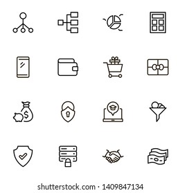 Financial services ine icon set. Collection of high quality black outline logo for web site design and mobile apps. Vector illustration on a white background