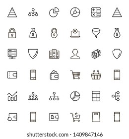 Financial services ine icon set. Collection of high quality black outline logo for web site design and mobile apps. Vector illustration on a white background