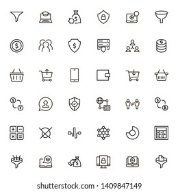 Financial services ine icon set. Collection of high quality black outline logo for web site design and mobile apps. Vector illustration on a white background