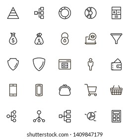 Financial services ine icon set. Collection of high quality black outline logo for web site design and mobile apps. Vector illustration on a white background