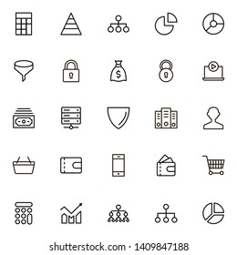 Financial services ine icon set. Collection of high quality black outline logo for web site design and mobile apps. Vector illustration on a white background