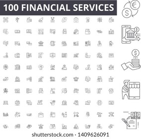 Financial Services Line Icons, Signs, Vector Set, Outline Illustration Concept 