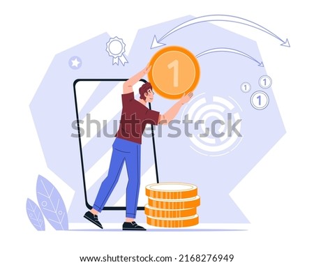 Financial services mobile transaction and online banking operations, payment processing and currency exchange, broker or trader app, flat cartoon vector illustration isolated on white background.