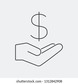 Financial services on lineal icon - USD Dollar