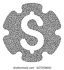 Financial Settings Gear composition of small circles in variable sizes and color hues. Round dots are composed into financial settings gear vector illustration. Dotted vector illustration.