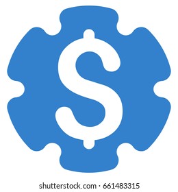 Financial Settings Gear vector icon. Flat cobalt symbol. Pictogram is isolated on a white background. Designed for web and software interfaces.