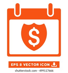 Financial Shield Calendar Day icon. Vector EPS illustration style is flat iconic symbol, orange color.