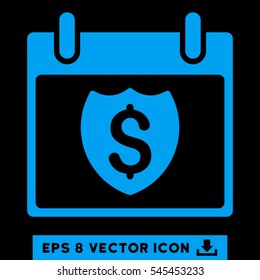 Financial Shield Calendar Day icon. Vector EPS illustration style is flat iconic symbol, blue color.