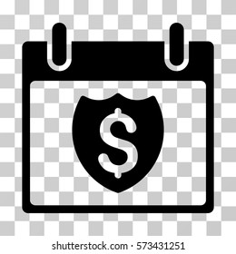 Financial Shield Calendar Day icon. Vector illustration style is flat iconic symbol, black color, transparent background. Designed for web and software interfaces.