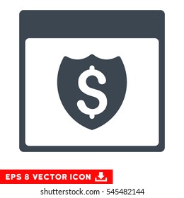 Financial Shield Calendar Page icon. Vector EPS illustration style is flat iconic symbol, smooth blue color.