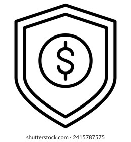 Financial Shield icon line vector illustration