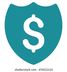 Financial Shield icon. Vector style is flat iconic symbol with rounded angles, soft blue color, white background.