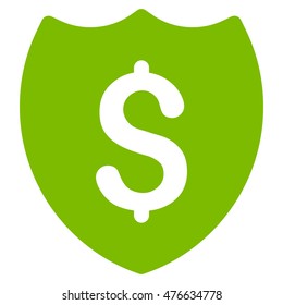 Financial Shield icon. Vector style is flat iconic symbol with rounded angles, eco green color, white background.