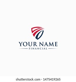 financial shield logo abstract vector graphics