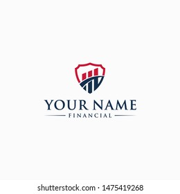 financial shield logo abstract vector graphics