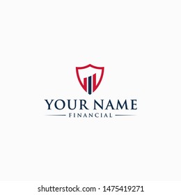 financial shield logo abstract vector graphics
