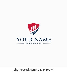 financial shield logo abstract vector graphics