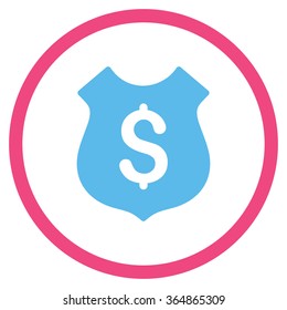 Financial Shield vector icon. Style is bicolor flat circled symbol, pink and blue colors, rounded angles, white background.
