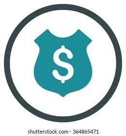 Financial Shield vector icon. Style is bicolor flat circled symbol, soft blue colors, rounded angles, white background.