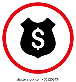 Financial Shield vector icon. Style is bicolor flat circled symbol, intensive red and black colors, rounded angles, white background.