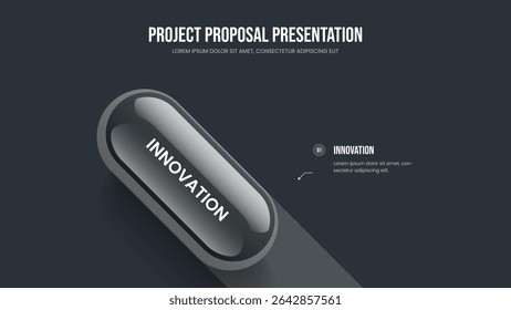 Financial Showcase Slide Layout Vector Illustration. Digital Development 1 Step Infographic Presentation Design. Marketing Launch One Option Diagram Slideshow Template.