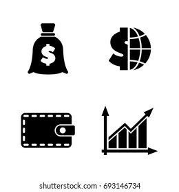 Financial. Simple Related Vector Icons Set for Video, Mobile Apps, Web Sites, Print Projects and Your Design. Black Flat Illustration on White Background.
