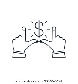 Financial size. Vector linear icon isolated on white background.
