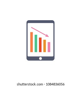 financial slump in the tablet colored icon. Element of bankings for mobile concept and web apps. Detailed financial slump in the tablet colored icon can be used for web on white background