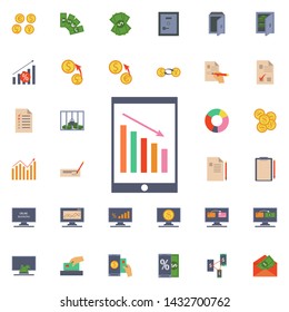Financial slump in the tablet icon. Universal set of banking for website design and development, app development