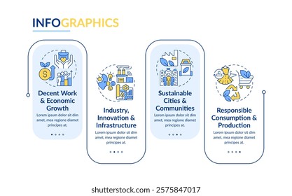 Financial social growth rectangle infographic vector. Employment, work. Economics organization. Data visualization with 4 steps. Editable rectangular options chart