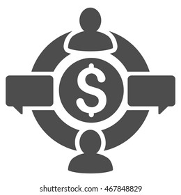 Financial Social Network icon. Vector style is flat iconic symbol with rounded angles, gray color, white background.