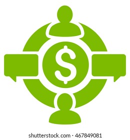 Financial Social Network icon. Vector style is flat iconic symbol with rounded angles, eco green color, white background.