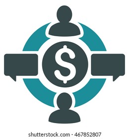 Financial Social Network icon. Vector style is bicolor flat iconic symbol with rounded angles, soft blue colors, white background.