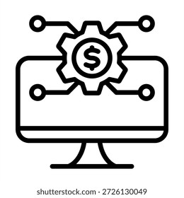 Ícone de software financeiro - Ícones de contorno preto Estilo para contabilidade e negócios