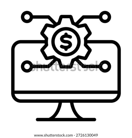 Financial Software Icon - Black Outline Icons Style For Accounting and Business