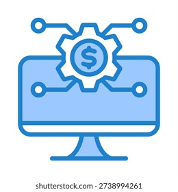 Financial Software Icon With Blue Color For Accounting and Business