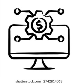 Financial Software Icon With Dooldles Handdrawn Style For Accounting and Business