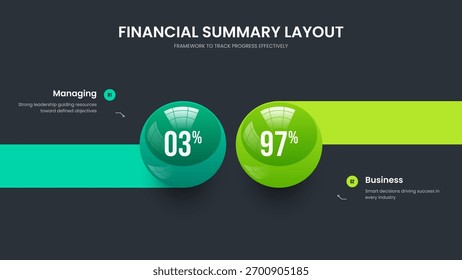 Financial Solution 2 Step Infographic Presentation Design. Educational Review Two Option Chart Frame Template. Minimal Forecast Slideshow Layout Vector Illustration.