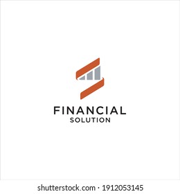 Financial Solution Logo with Statistic Icon Vector Illustration