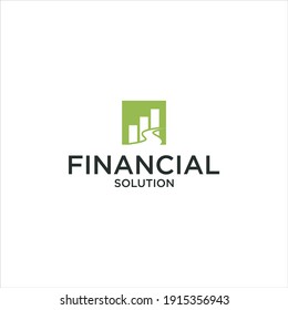 Financial Solution Logo.with Road Icon and Statistis Investment Vector Design