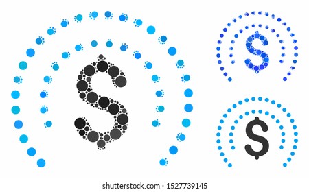 Financial sphere shield mosaic of filled circles in various sizes and color hues, based on financial sphere shield icon. Vector filled circles are composed into blue mosaic.